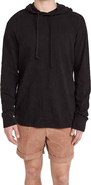 mens flame hoodie slubbed cotton knit sweatshirt in black