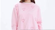 heart stitch - straight crewneck sweatshirt in blush