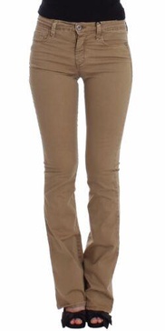 Costume National Beige Straight Leg Denim Pants Stretch Jeans