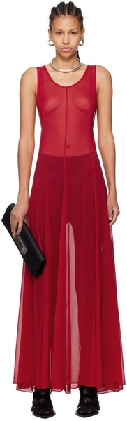 Red Semi-Sheer Maxi Dress