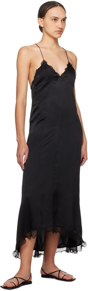 Black Structure Frill Maxi Dress