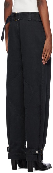 Black Belted Shell Trousers