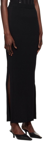 Black Gradient Rib Maxi Skirt