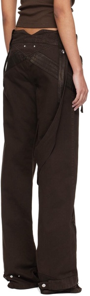 Brown Garment-Dyed Denim Cargo Pants