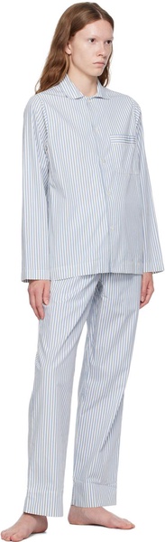 White & Blue Striped Pyjama Shirt