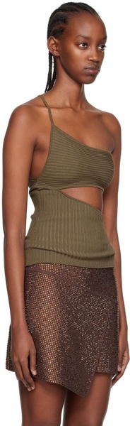 Khaki One Shoulder Tank Top