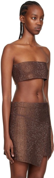 Brown Crystal-Cut Tank Top