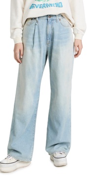 Damon Pleated Wide Leg Jeans