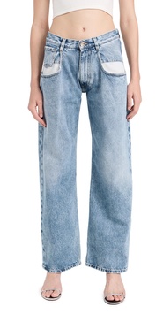 Straight Jeans with Contrast Pockets