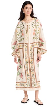 Zircon Floral linen kaftan jewelry