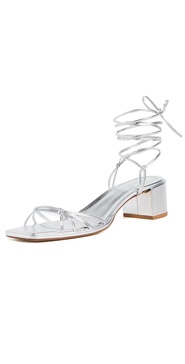 Serafina Laminated Nappa Leather Silver Sandals