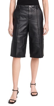 Mid Rise Leather Long Shorts