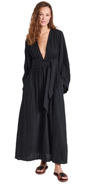 Blair Long Sleeve Deep-V Maxi Dress