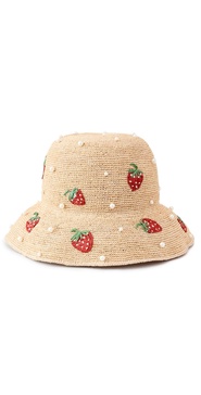 Strawberry Pearl Raffia Bucket Hat