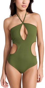 Halterneck cutout swimsuit