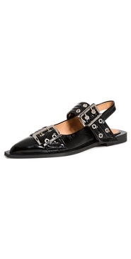 Wide Welt Buckle Ballerina Flats