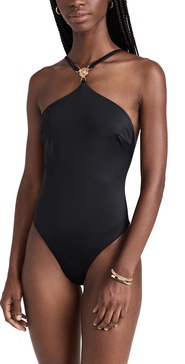 VERSACE High Cut Black Medusa Head Swimsuit