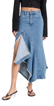 Deconstructed Cascade Denim Skirt