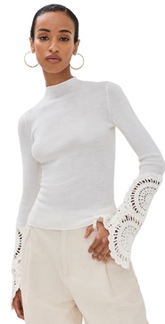 Mosaic Crochet Detail Knit Top