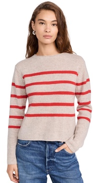 Cashmere Featherweight Roll Trim Crew Sweater