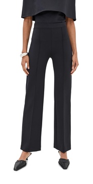 Pintuck Fitted Straight Pull-On Pants