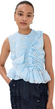 Gingham Jacquard Light Blue Geo Top