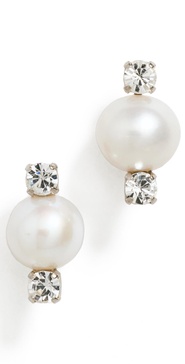 Mini Pearl and Double Crystal Earrings