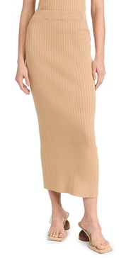 Ribbed Slit Maxi Skirt