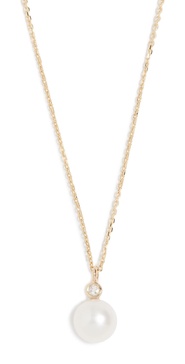 14K   Pearl and Diamond Dot Necklace