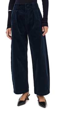 Cara Cropped Pleated Corduroy Trousers