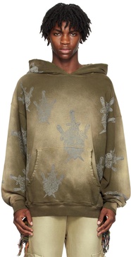 Khaki Printed Hoodie