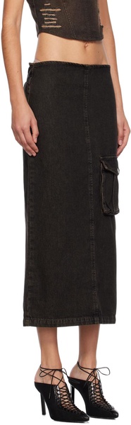 Black Freya Denim Maxi Skirt