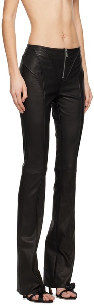 Black Paneled Leather Pants