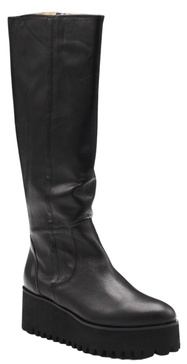 high stretch flatform boot in black