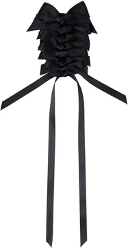 Black Long Rosette Bow Brooch