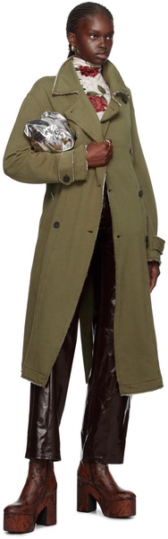 Khaki Raw Edge Trench Coat