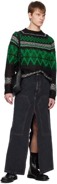 Black & Green Nordic Sweater