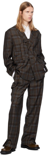 Brown SOE Check Wrap Trousers