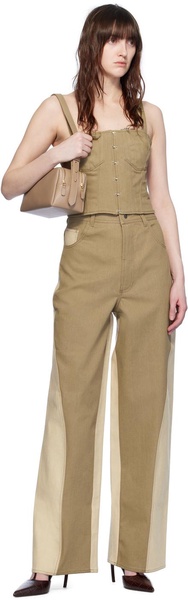 Khaki & Beige Reverse Jeans