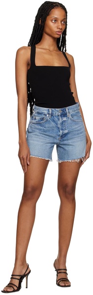 Blue Annabelle Long Denim Shorts