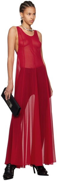 Red Semi-Sheer Maxi Dress