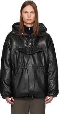 Black Osana Faux-Leather Down Jacket