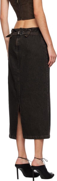 Black Freya Denim Maxi Skirt