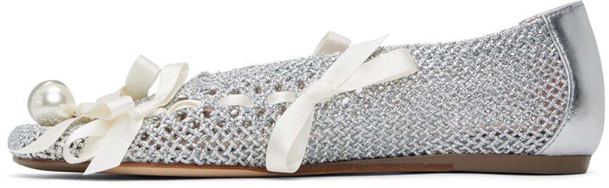 Silver Bell Charm Crochet Ballerina Flats