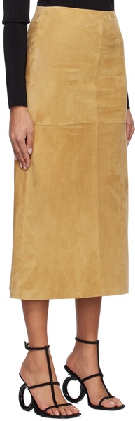 Tan Paneled Midi Skirt