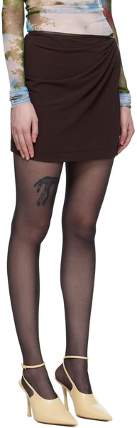 Brown Framed Buckle Miniskirt