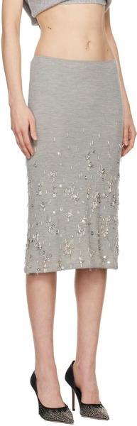 Gray Crystal Cluster Midi Skirt