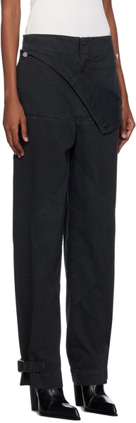 Black Belted Shell Trousers