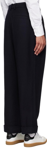 Navy Pleated Trousers