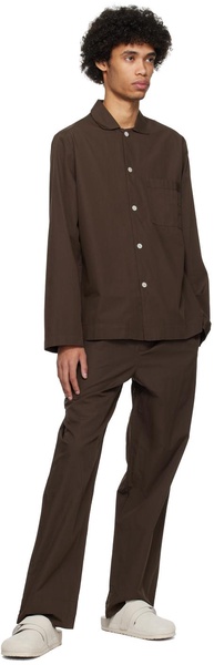 Brown Long Sleeve Pyjama Shirt